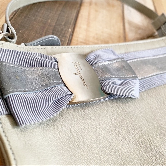 Ferragamo Gray Leather Bow Bag